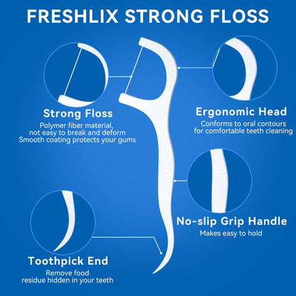 FRESHLIX Dental Floss Picks - 500 Count Gen 3 for Adults & Kids