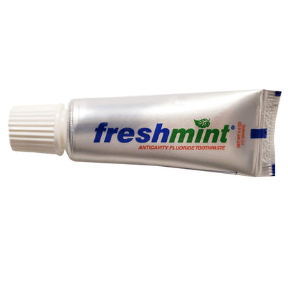 Freshmint 0.6 oz Anticavity Fluoride Toothpaste – 144-Pack, Travel Size, Metallic Tubes