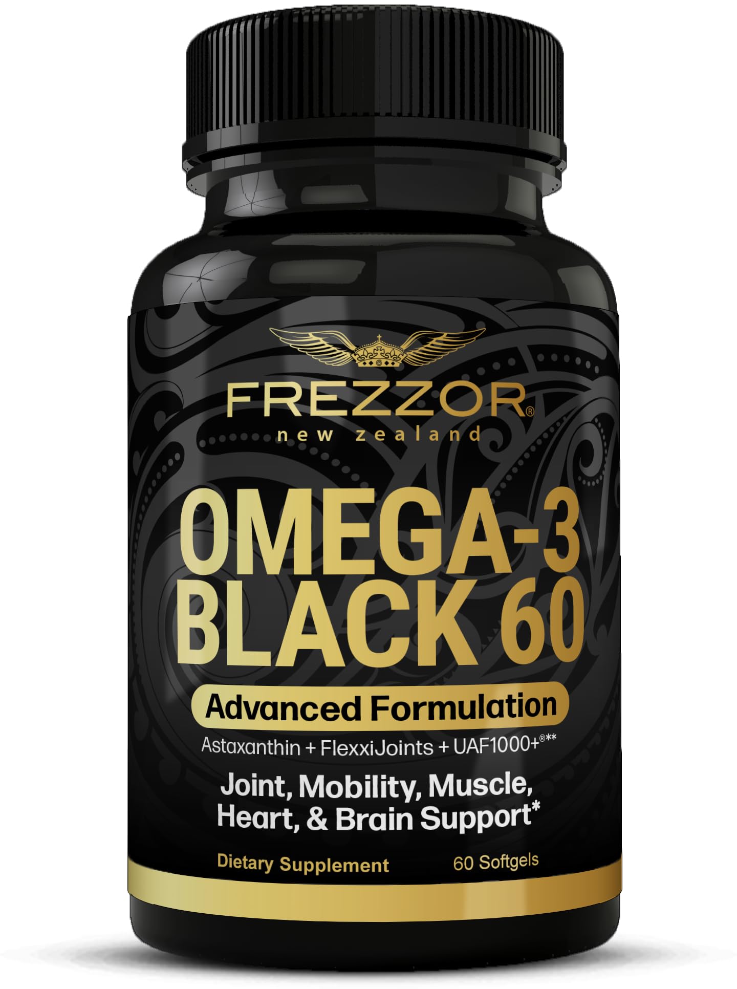 FREZZOR Omega 3 Black – Joint Comfort, NZ Green-Lipped Mussel Oil, 60 Softgels