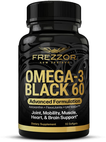FREZZOR Omega 3 Black – Joint Comfort, NZ Green-Lipped Mussel Oil, 60 Softgels