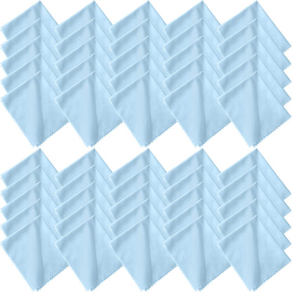 Frienda 50 Pcs Microfiber Cleaning Cloths for Glasses – 7x6 Inch Lens & Screen Cleaning (Blue)
