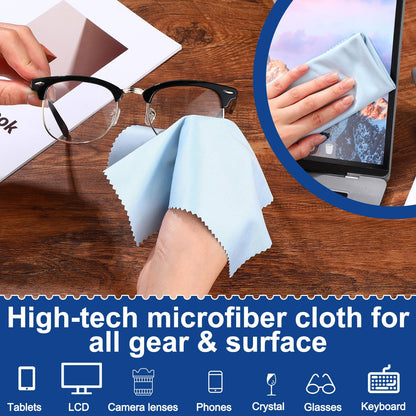 Frienda 50 Pcs Microfiber Cleaning Cloths for Glasses – 7x6 Inch Lens & Screen Cleaning (Blue)