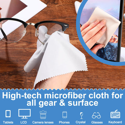 Frienda 50 Pcs Microfiber Cleaning Cloths for Glasses – 7x6 in Lens & Screen Cleaning (Light Color) Bulk Pack