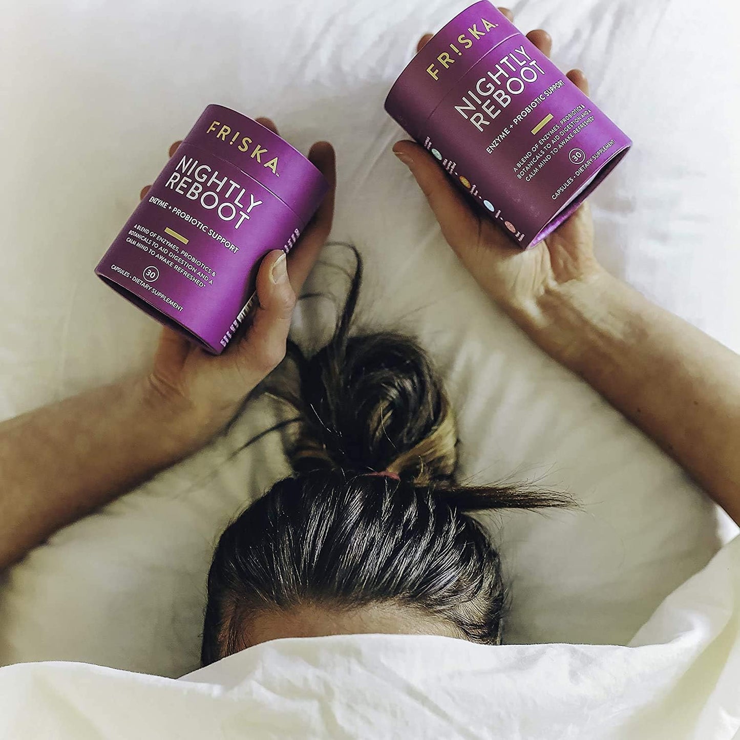 FRISKA Nightly Reboot: Enzyme & Probiotic Sleep Support with Melatonin & Chamomile, 90 Capsules