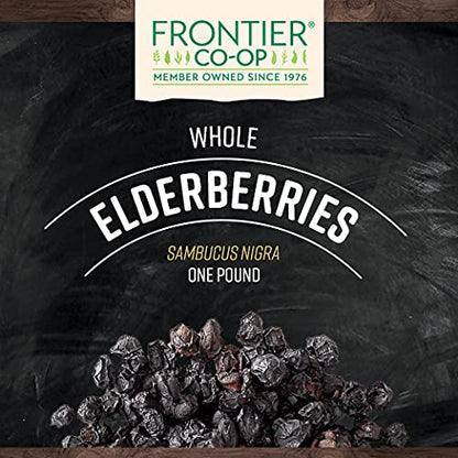Frontier Co-op Dried Elderberries — European Whole, Non-GMO, Kosher, 16 oz (Pack of 2)