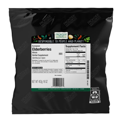 Frontier Co-op Dried Elderberries — European Whole, Non-GMO, Kosher, 16 oz (Pack of 2)