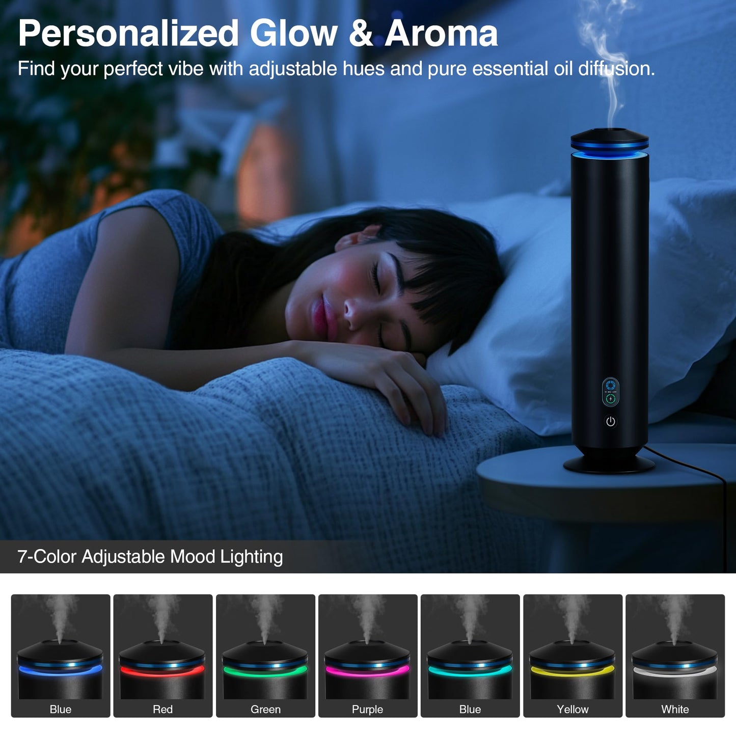Waterless Scent Diffuser Starter Kit – 1500 Sq Ft Coverage, Black