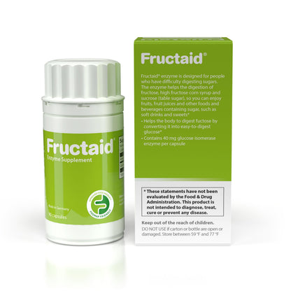 Fructaid Enzyme Supplement - 90 Capsules | Digest Fructose Easily, Gluten-Free & Lactose-Free
