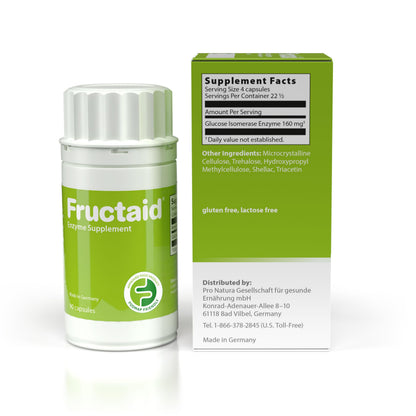 Fructaid Enzyme Supplement - 90 Capsules | Digest Fructose Easily, Gluten-Free & Lactose-Free