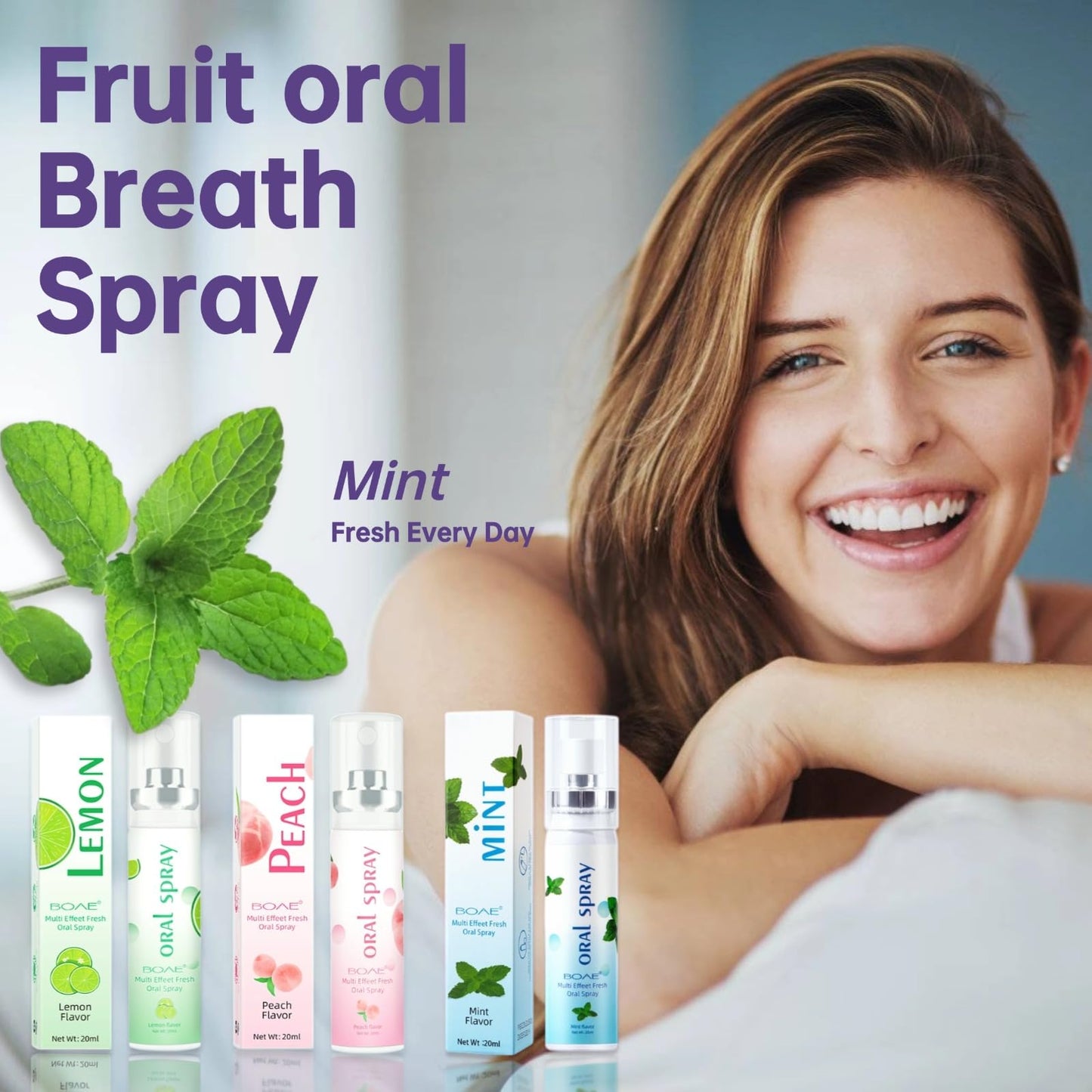 Fruit Mint Mouth Spray – 3 Count Breath Freshener for Adults, Bad Breath Treatment, 0.7 OZ/20ML