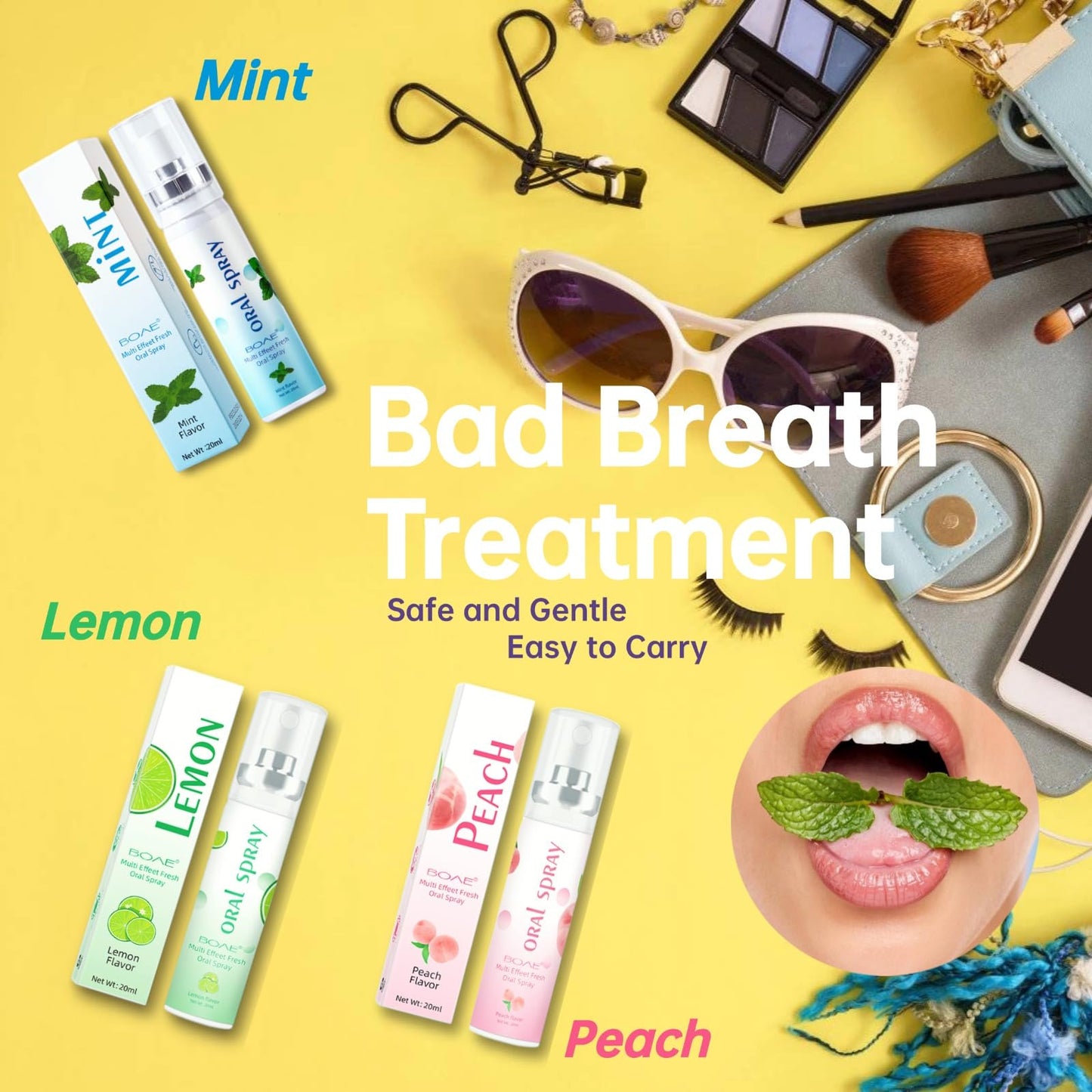 Fruit Mint Mouth Spray – 3 Count Breath Freshener for Adults, Bad Breath Treatment, 0.7 OZ/20ML