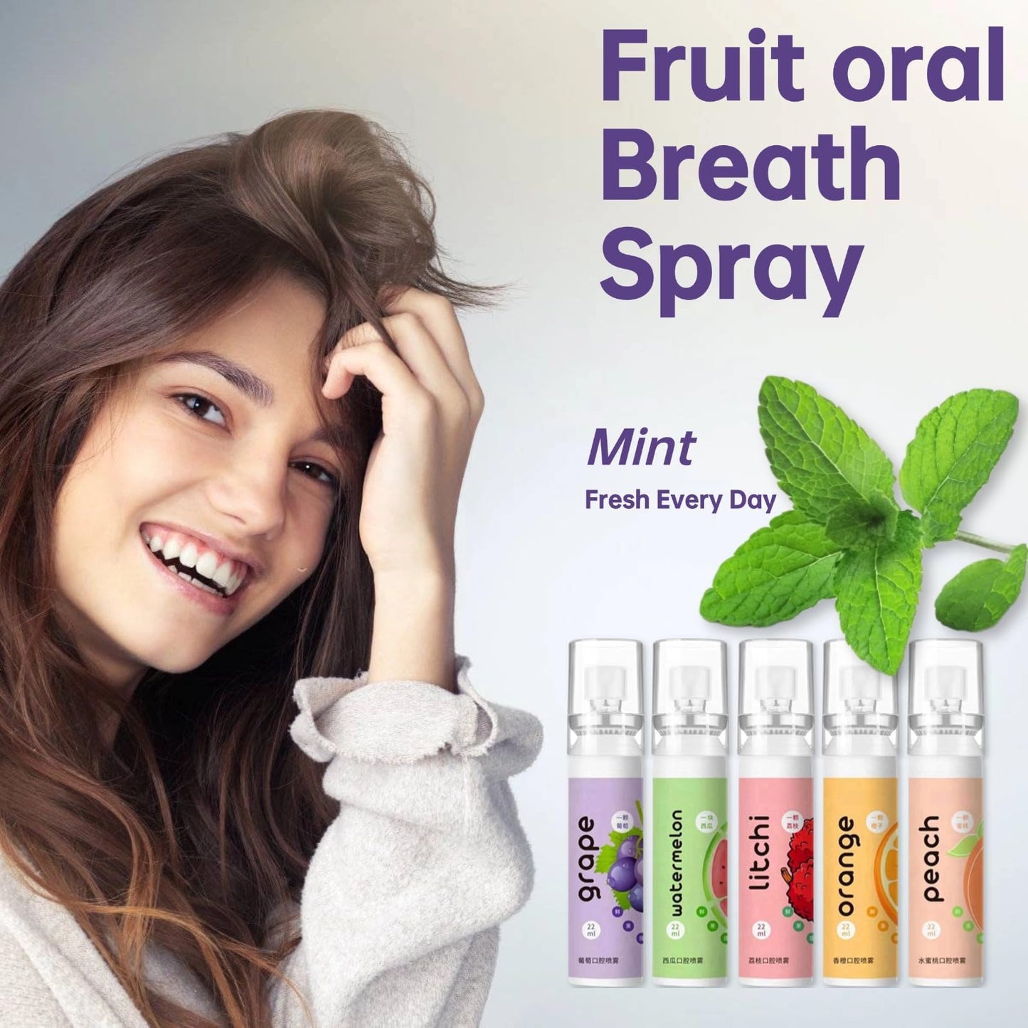 Fruit Oral Breath Spray - Natural Fresh Breath, Portable Dry Mouth Spray for Bad Breath
