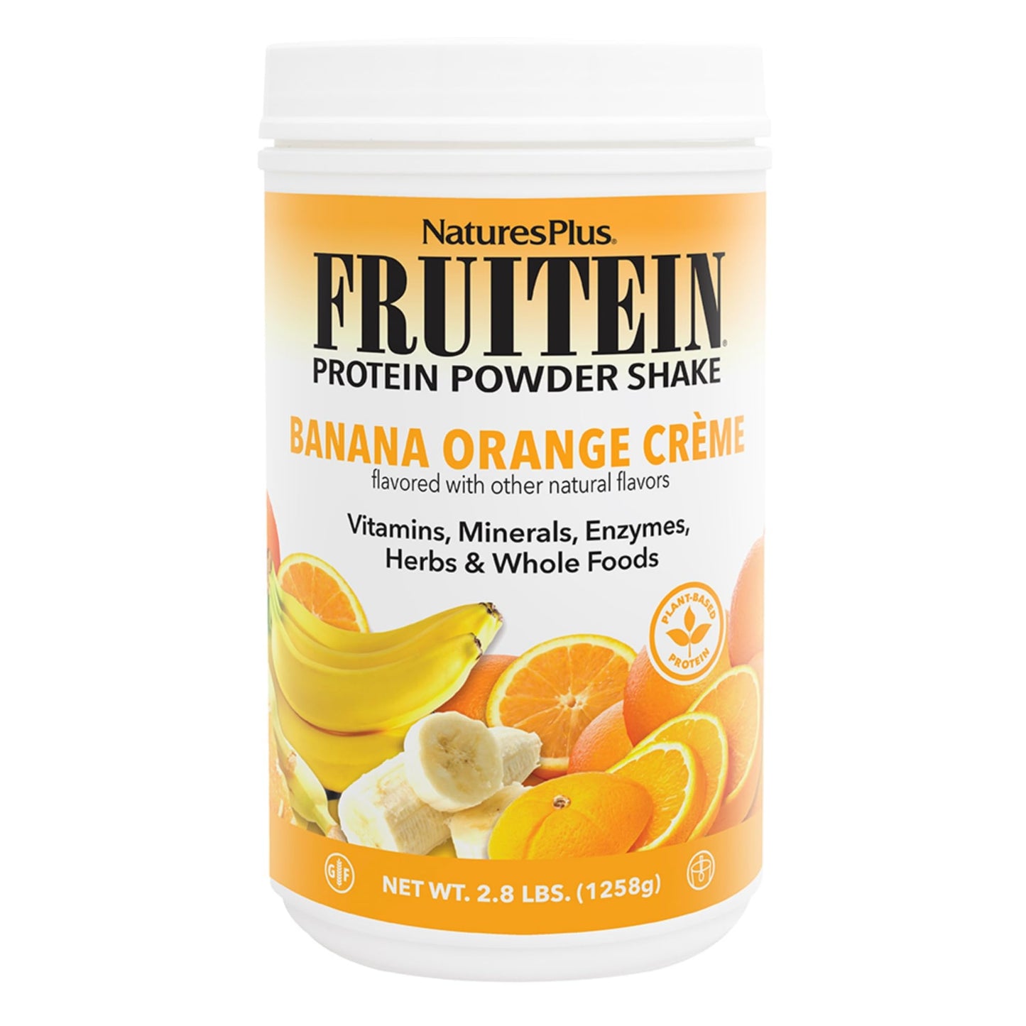 NaturesPlus FRUITEIN Banana Orange Creme Shake – 2.8 lb, 10 g Plant-Based Protein, 37 Servings