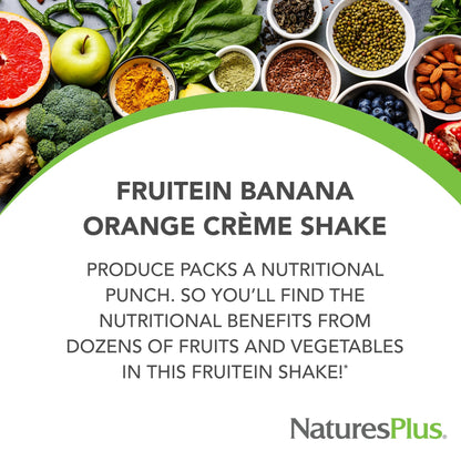 NaturesPlus FRUITEIN Banana Orange Creme Shake – 2.8 lb, 10 g Plant-Based Protein, 37 Servings