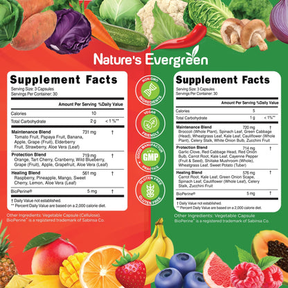 Fruits & Veggies Supplement - Vegan, Non-GMO - Made in USA | 180 Capsules (Pack of 2)