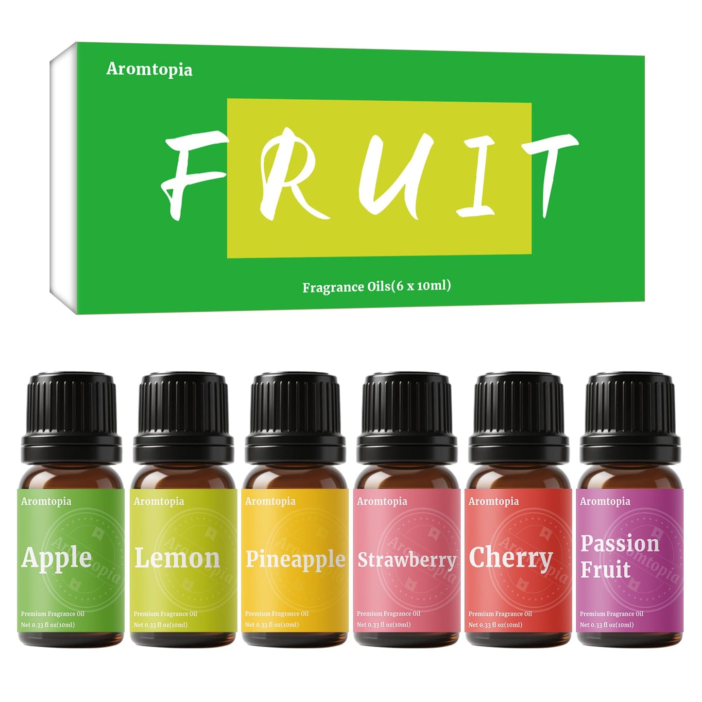 Fruit Fragrance Oils – Aromtopia 6x10ml | Premium IFRA-Standard Fragrance Oils for Candle, Soap & Diffuser