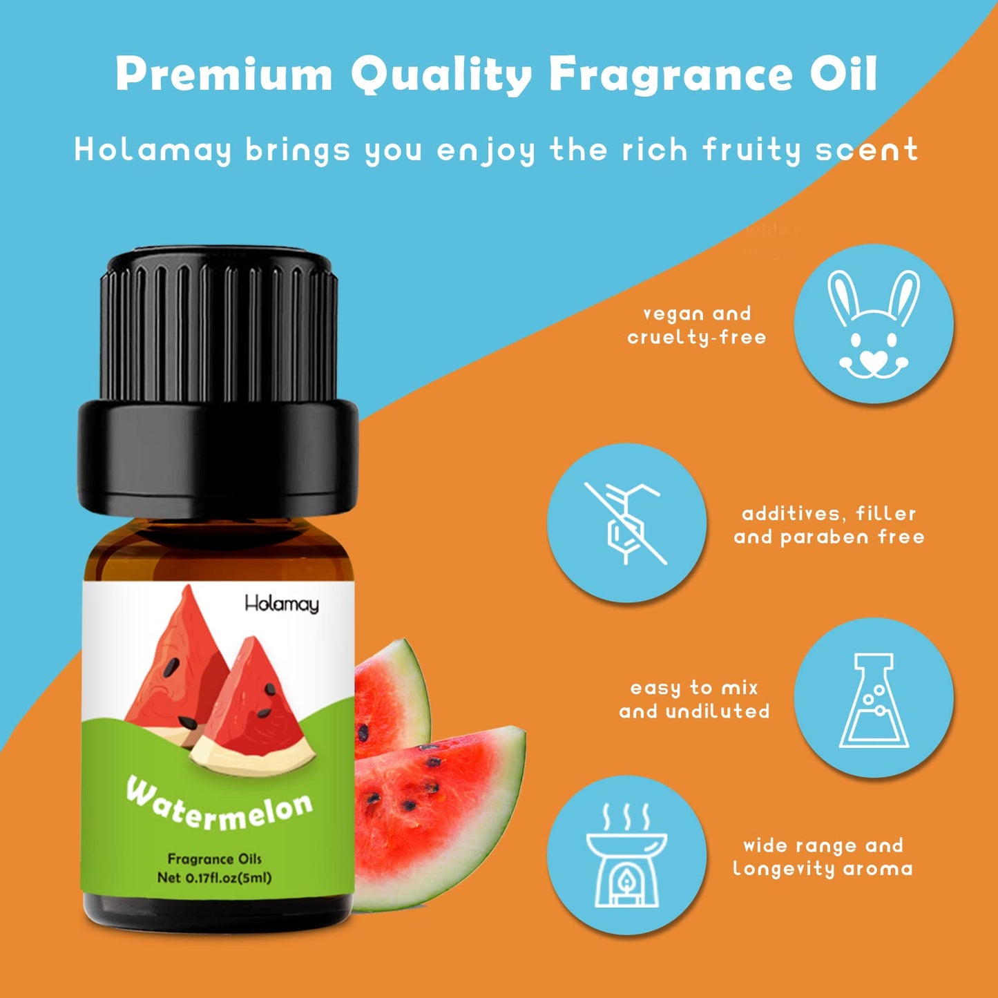 Fruity Fragrance Oils Set for Candle & Soap Making | Holamay Premium 10x5ml – Coconut, Strawberry, Mango, Pineapple & More