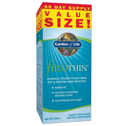 Garden of Life FucoThin Fucoxanthin Supplements – Non-Stimulant Fat Burner, 180 Count