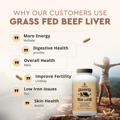 Ancestral Supplements Grass Fed Beef Liver 180 Capsules | Energy, Detox, Digestion, Immunity