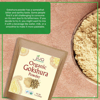 Jiva Organics Gokshura Powder 7oz - Non-GMO, Pure Full Spectrum Tribulus, Indian Origin