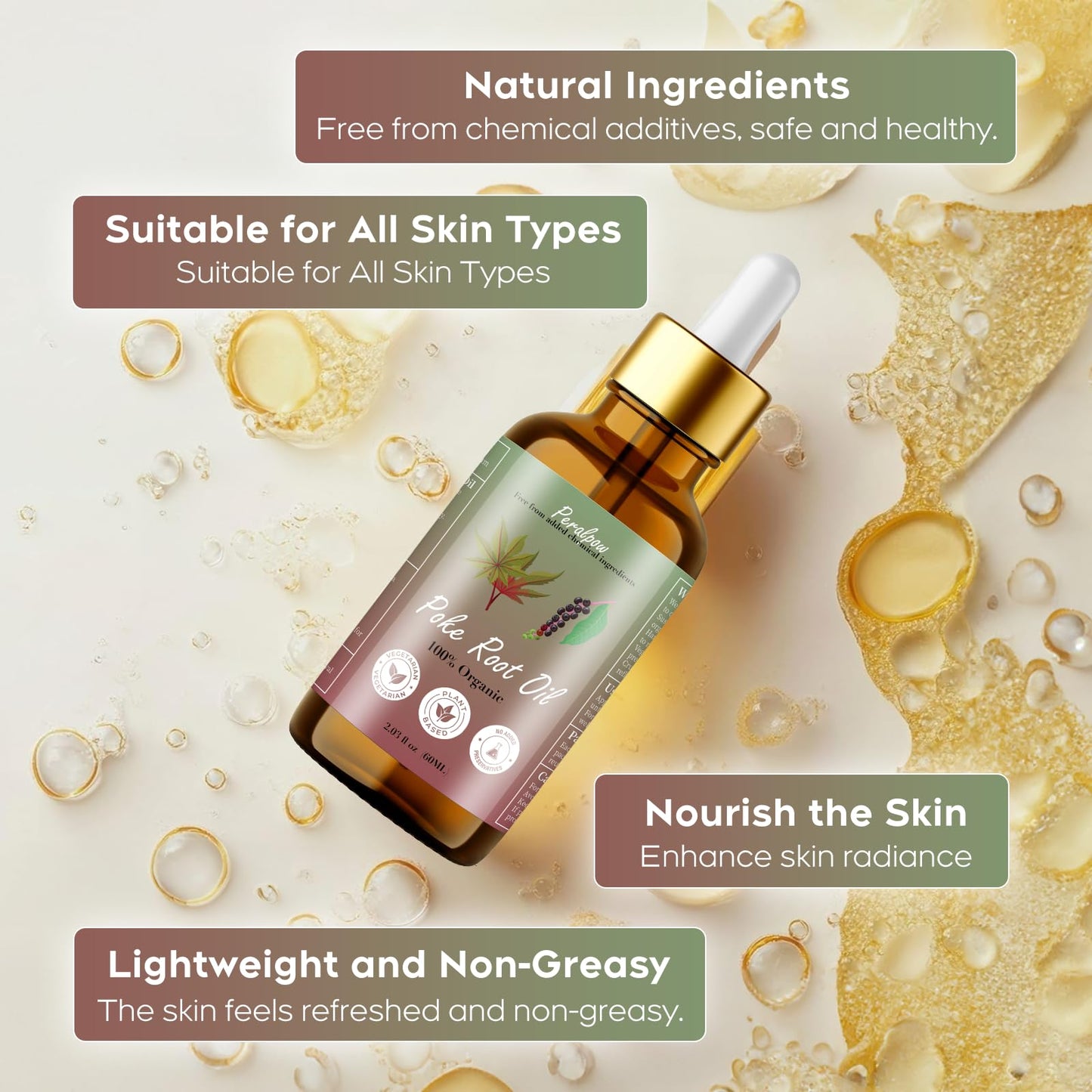 Organic Poke Root Castor Oil for Lymphatic Support – 60 ml (2.03 oz)