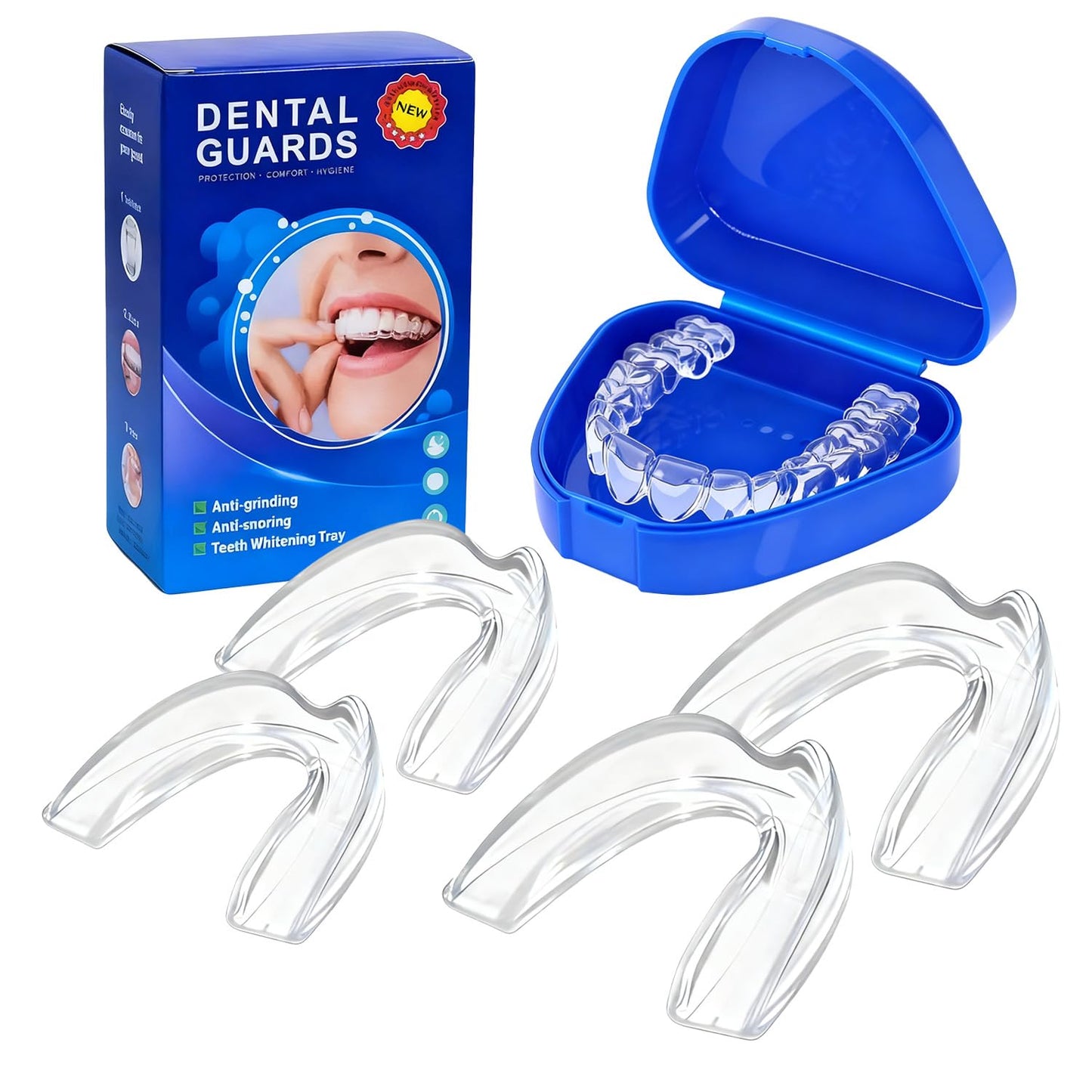 Fullaye Mouth Guard for Teeth Grinding at Night - Food-Grade & Comfortable Safety Mouth Guard (4 Packs)