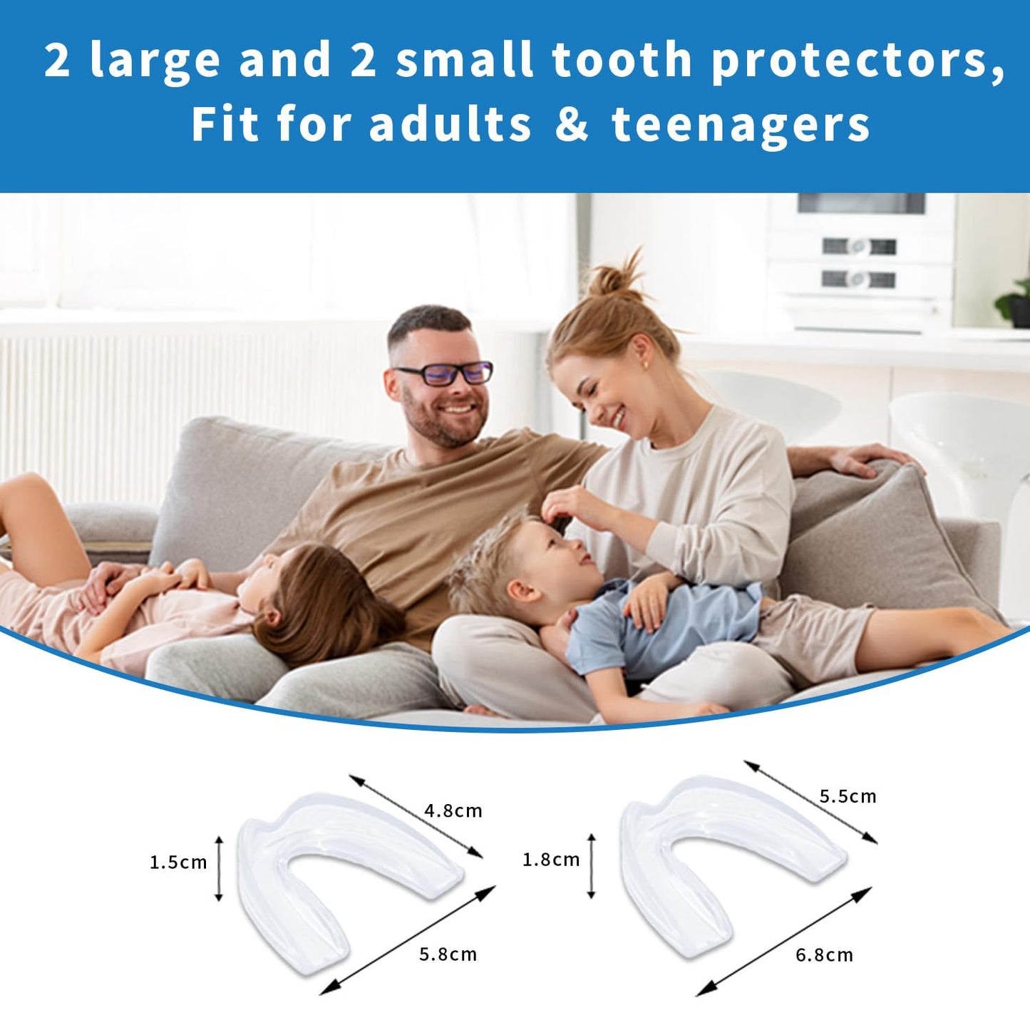 Fullaye Mouth Guard for Teeth Grinding at Night - Food-Grade & Comfortable Safety Mouth Guard (4 Packs)