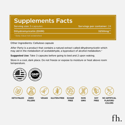 Fuller Health After Party DHM – 650 mg Capsules for Liver Support, Metabolism & Energy
