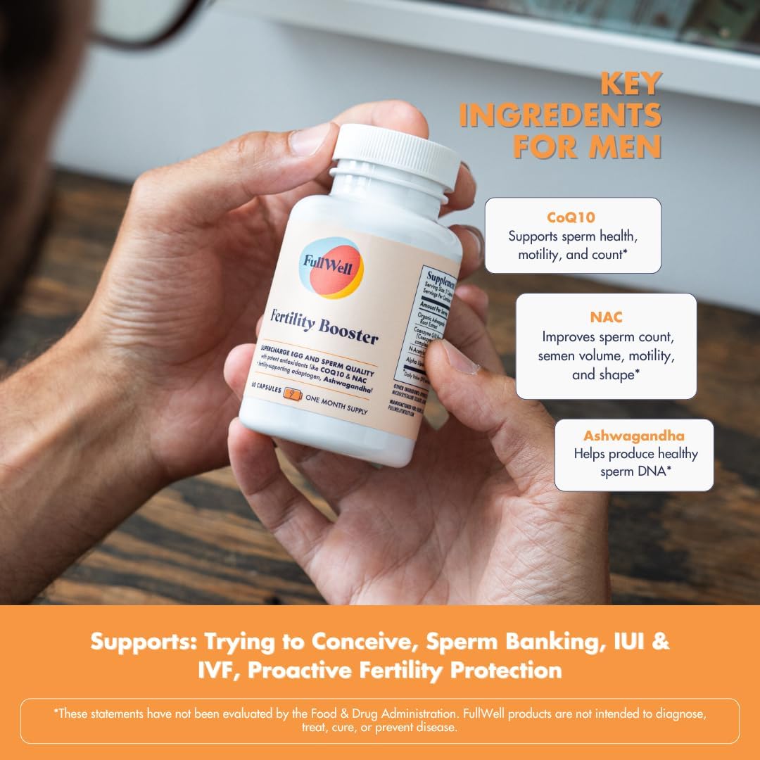 FullWell Fertility Booster for Men & Women | Supports Egg Quality & Sperm Motility | 60 Servings | Dietitian-Formulated | 3rd-Party Tested
