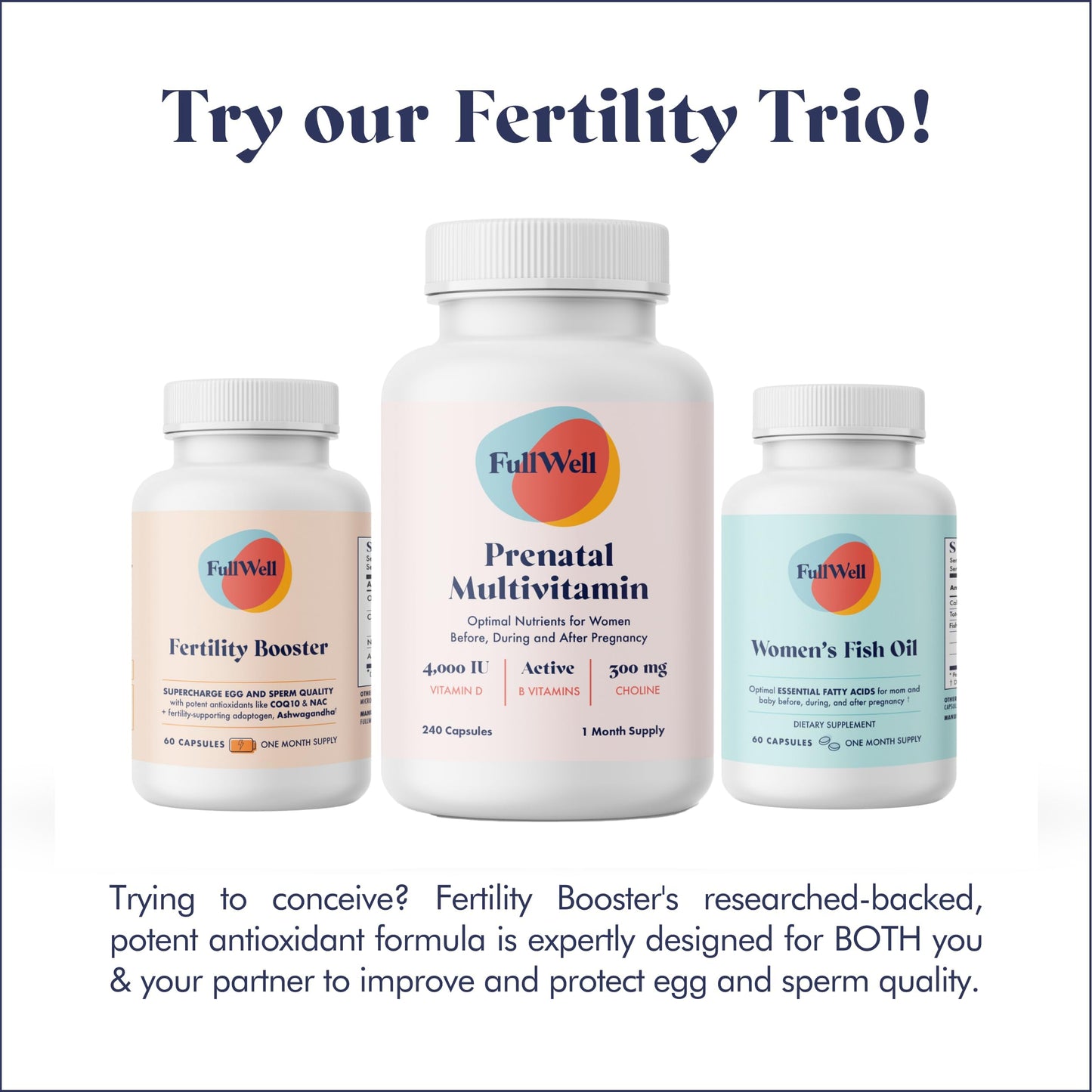 FullWell Fertility Booster for Men & Women | Supports Egg Quality & Sperm Motility | 60 Servings | Dietitian-Formulated | 3rd-Party Tested
