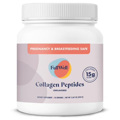 FullWell Hydrolyzed Collagen Peptides for Women – Pregnancy & Breastfeeding Safe, Grass-Fed, 15 g Type I & III, 30 Servings