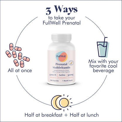 FullWell Prenatal Vitamins Lemon — 26 Nutrients, Choline, Folate, Vitamin D | Dietitian-Formulated & OB-GYN Recommended