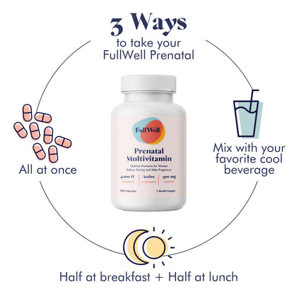 FullWell Prenatal Vitamins | Choline, Folate & Vitamin D for fetal growth | 26+ nutrients
