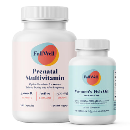 FullWell Prenatal Vitamin + DHA | 26+ Nutrients, Non-GMO, 30 Servings
