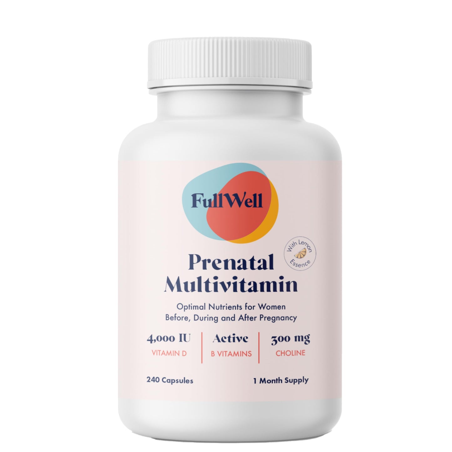 FullWell Prenatal Vitamins Lemon — 26 Nutrients, Choline, Folate, Vitamin D | Dietitian-Formulated & OB-GYN Recommended