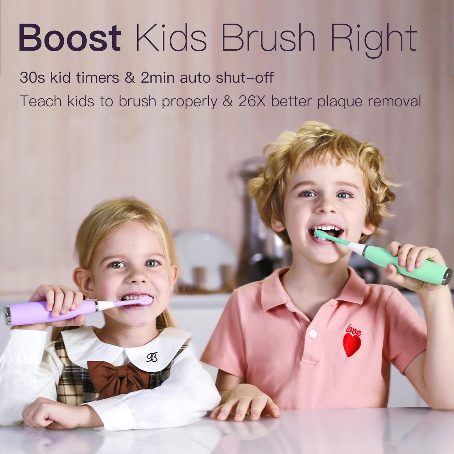 FUMEIKANG Kids Electric Toothbrush – Sonic Rechargeable, Purple
