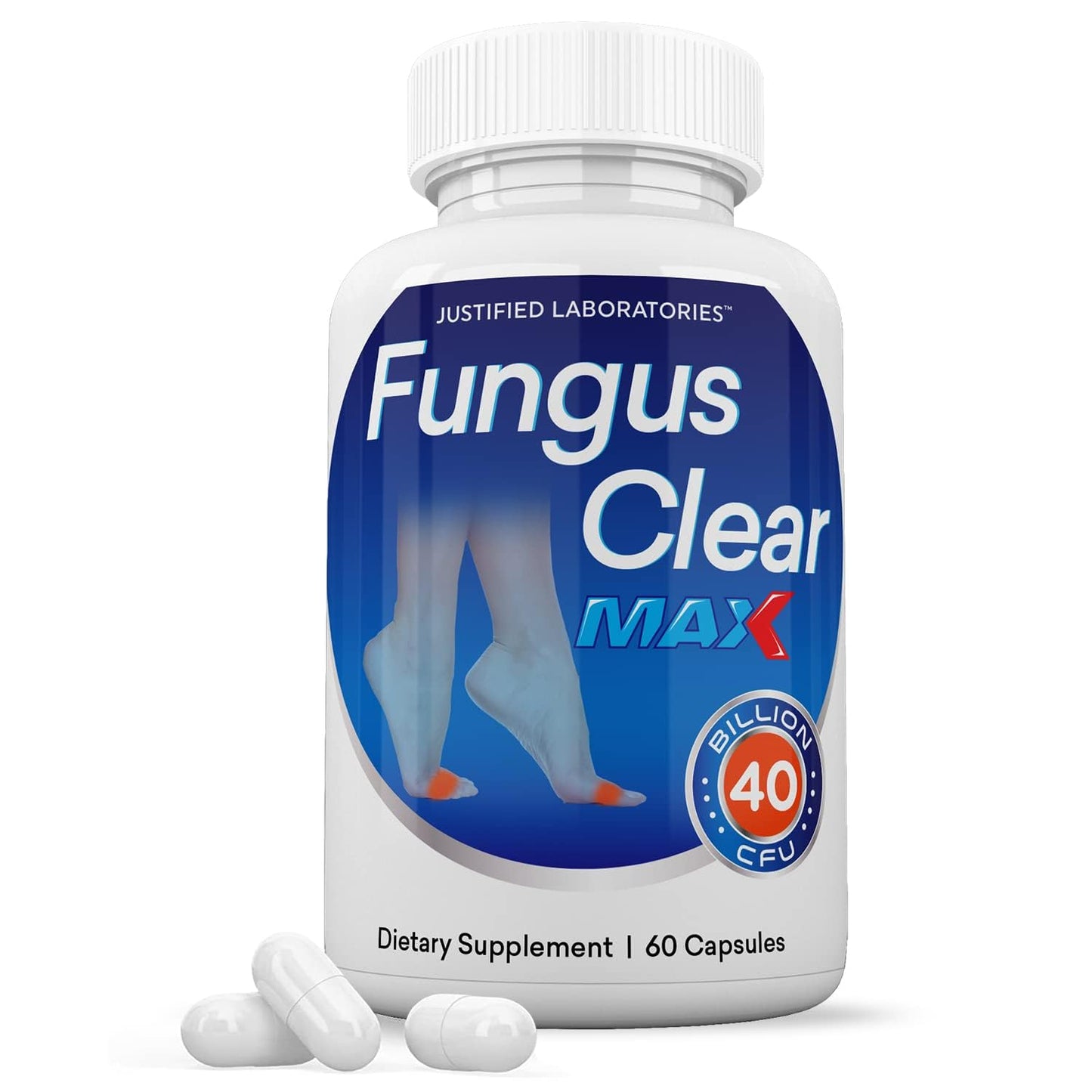 Justified Laboratories Fungus Clear Max Pills – 40 Billion CFU Probiotic, 60 Capsules