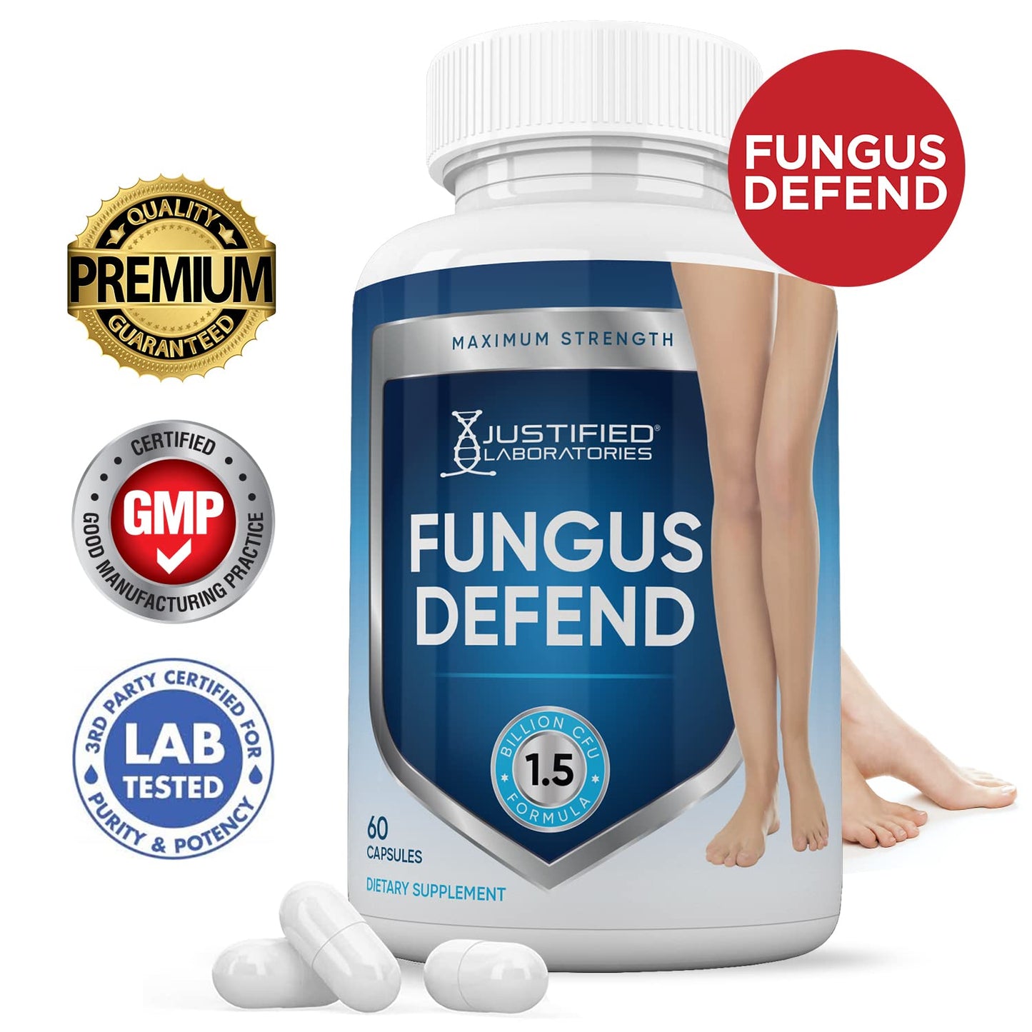 Justified Laboratories Fungus Defend Probiotic 1.5B CFU – 2 Pack, 120 Capsules