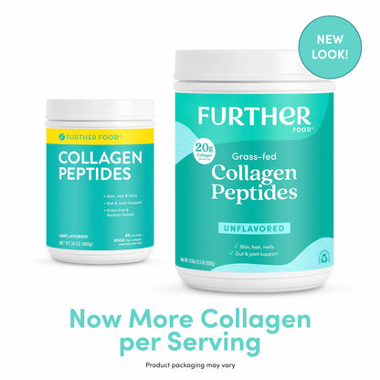 Further Food Unflavored Collagen Peptides Powder – 100% Grass-Fed, Hydrolyzed Type 1 & 3, 20g per Serving, 1.5 lb
