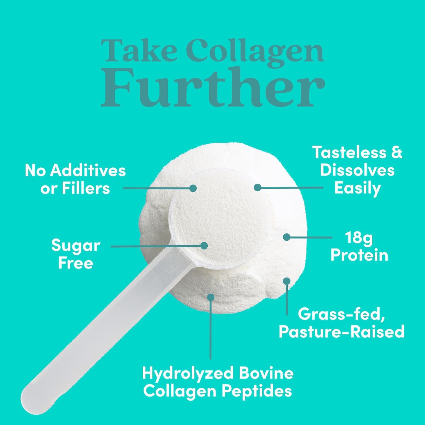 Further Food Unflavored Collagen Peptides Powder – 100% Grass-Fed, Hydrolyzed Type 1 & 3, 20g per Serving, 1.5 lb
