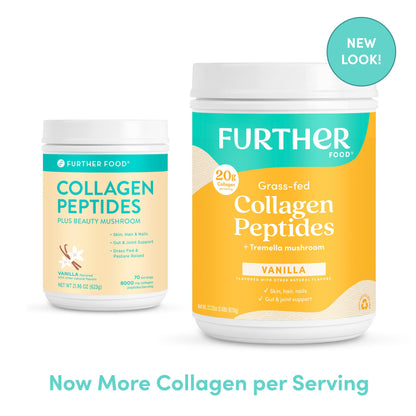 Further Food Vanilla Collagen Peptides with Tremella – Grass-Fed, 20g per Serving, 22.22 oz