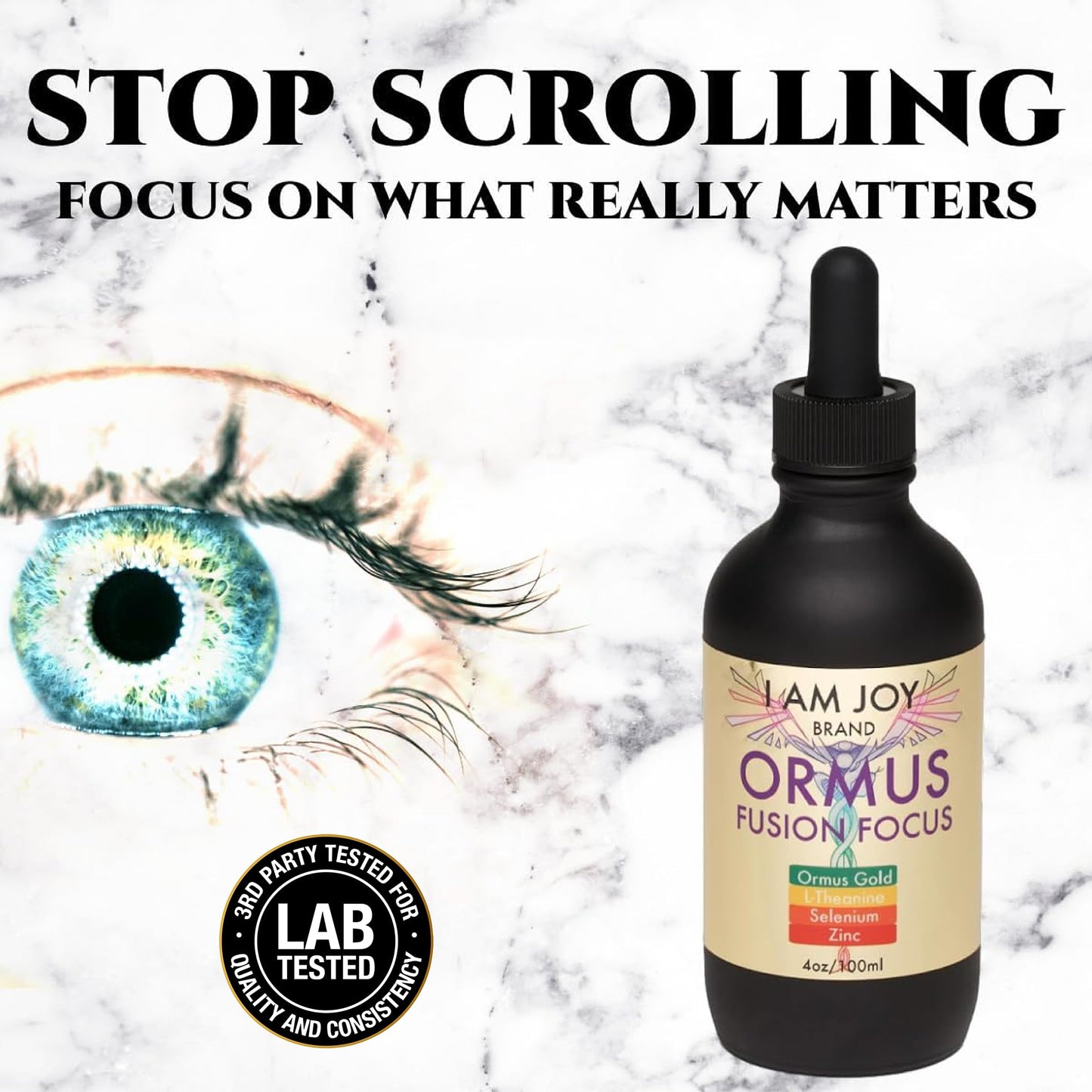 I Am Joy Co. Ormus Monoatomic Gold Fusion Focus 4oz – Pineal Detox, Lucid Dreaming
