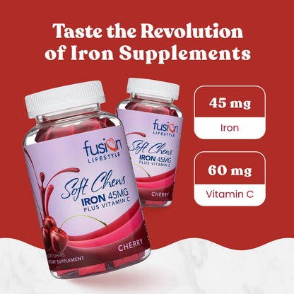 Fusion Lifestyle Iron Chewables – Cherry Flavor, 2-Month Supply