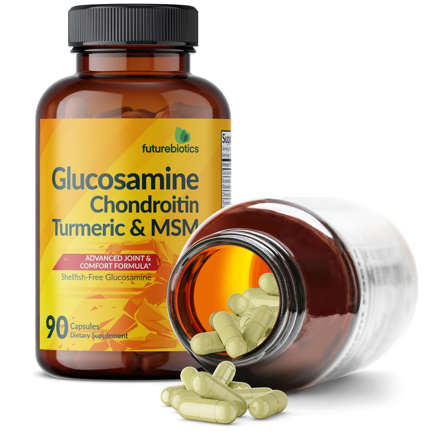 Futurebiotics Glucosamine Chondroitin Turmeric & MSM Advanced Joint Formula – Supports Healthy Joints & Mobility (Non-GMO) • 90 Capsules