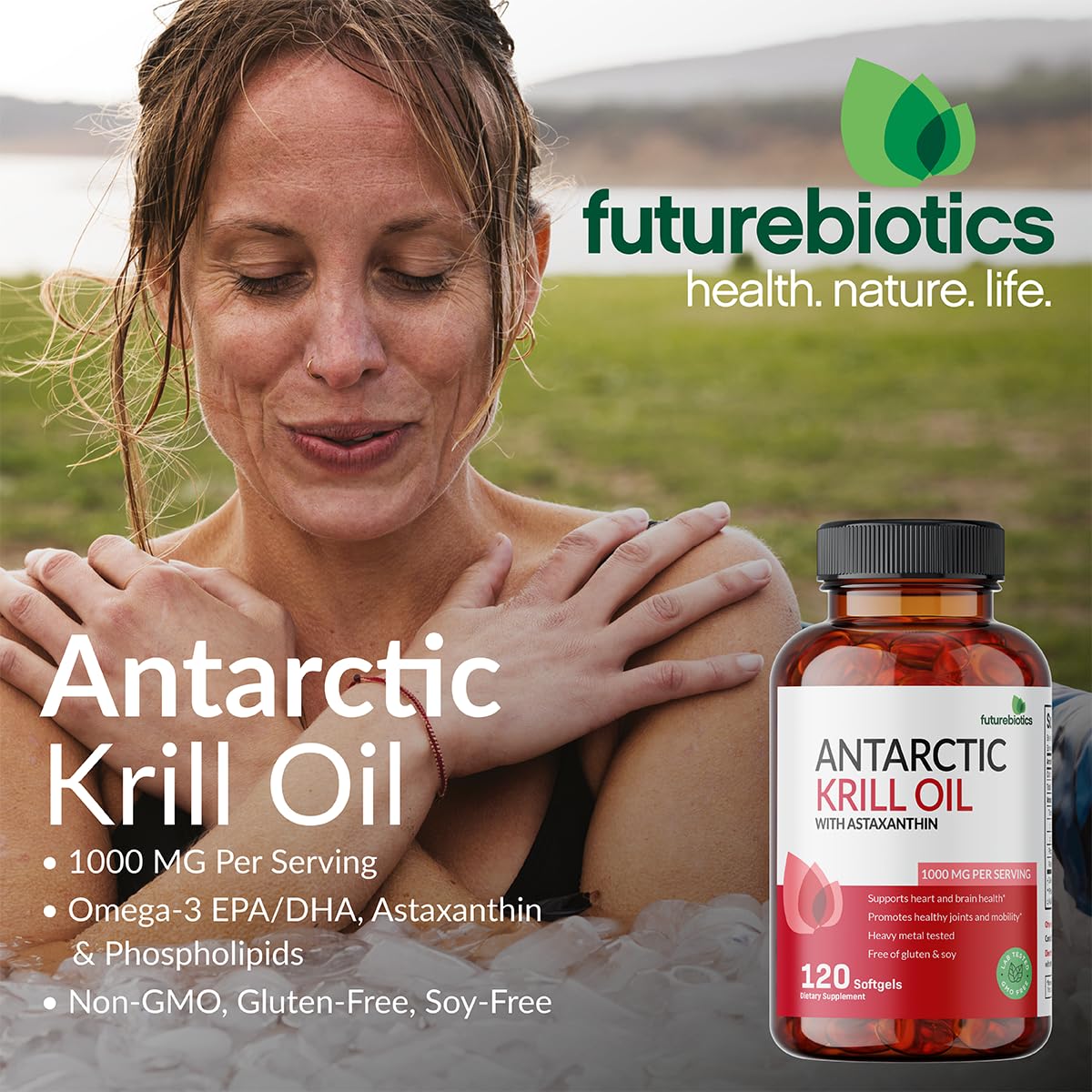 Futurebiotics Antarctic Krill Oil 1000mg - Omega-3 EPA/DHA, Astaxanthin, 90 Softgels