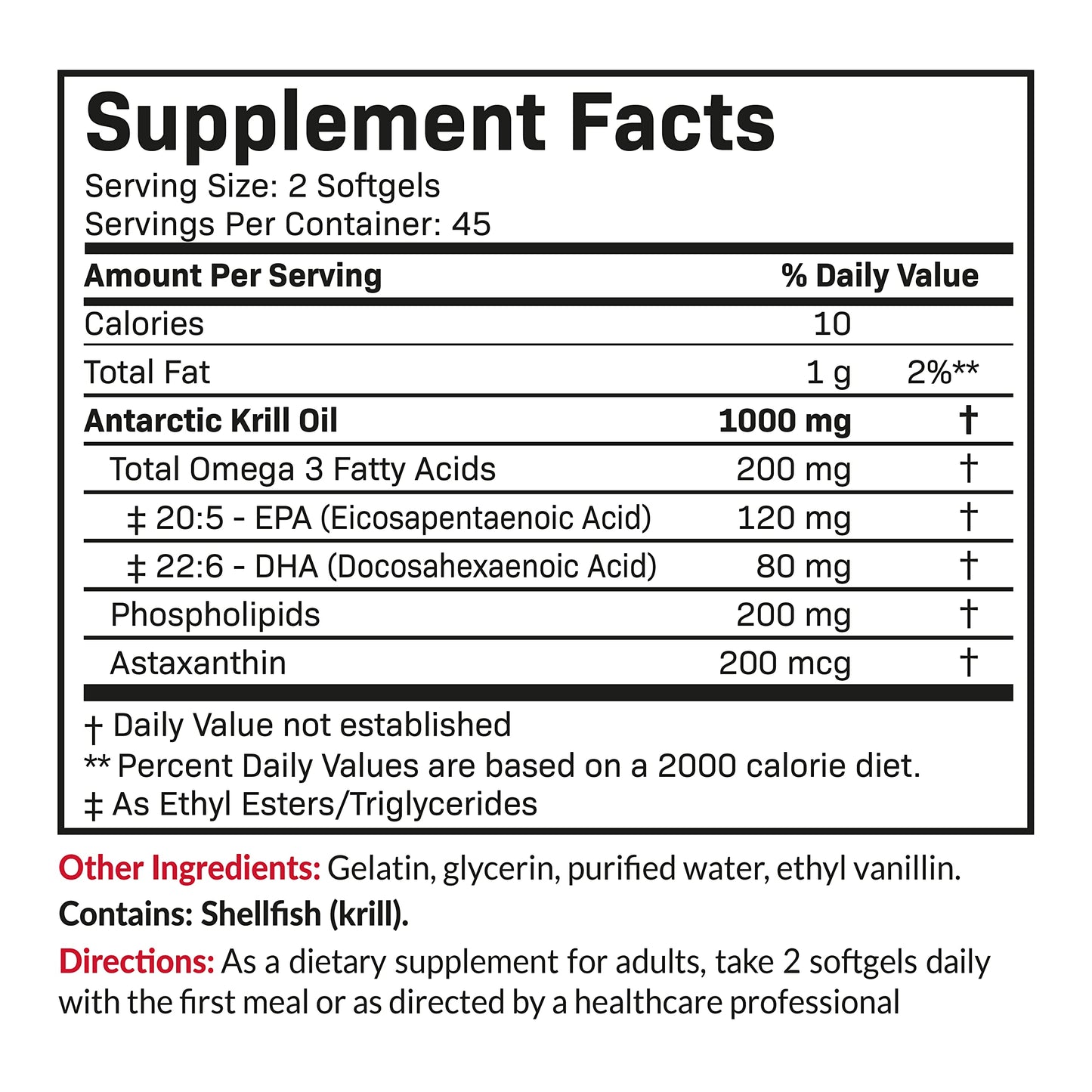Futurebiotics Antarctic Krill Oil 1000mg - Omega-3 EPA/DHA, Astaxanthin, 90 Softgels
