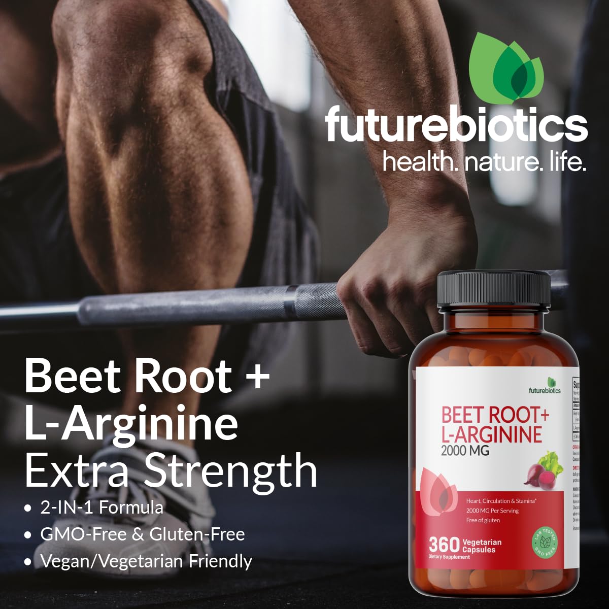 Futurebiotics Beet Root + L-Arginine | Non-GMO 120 Veg Capsules