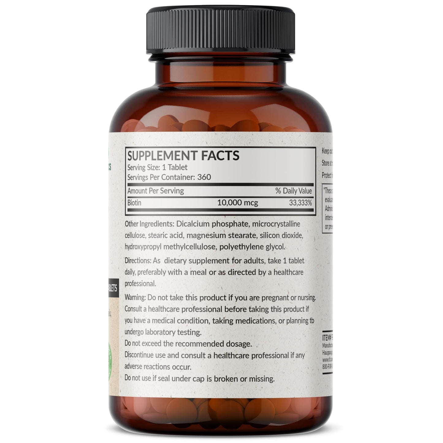 Futurebiotics Biotin 10,000 MCG High Potency Tablets – 360 Vegetarian, Non-GMO