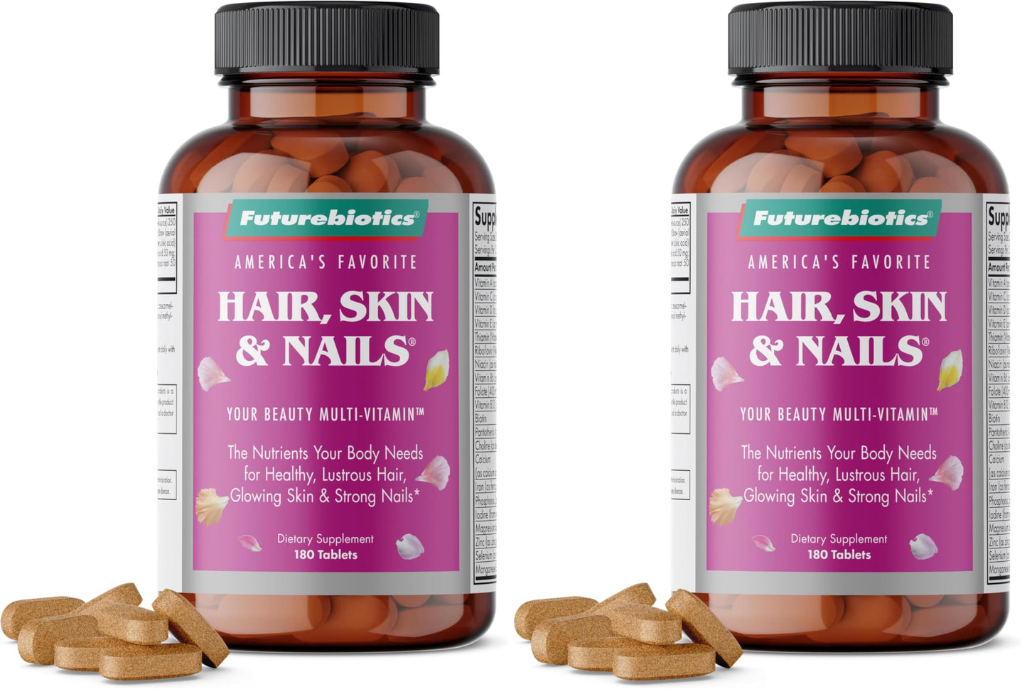 Futurebiotics Hair, Skin & Nails Beauty Multivitamin with Biotin – 180 Tablets (Pack of 2)