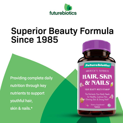 Futurebiotics Hair, Skin & Nails Beauty Multivitamin with Biotin – 180 Tablets (Pack of 2)